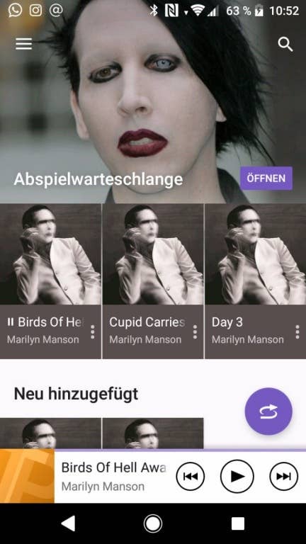 Die Musik-App des Xperia XZ1 Compact