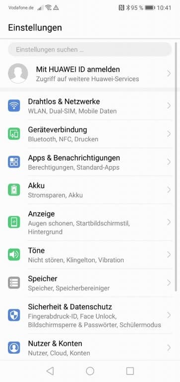 Die Software des Huawei P20 Lite