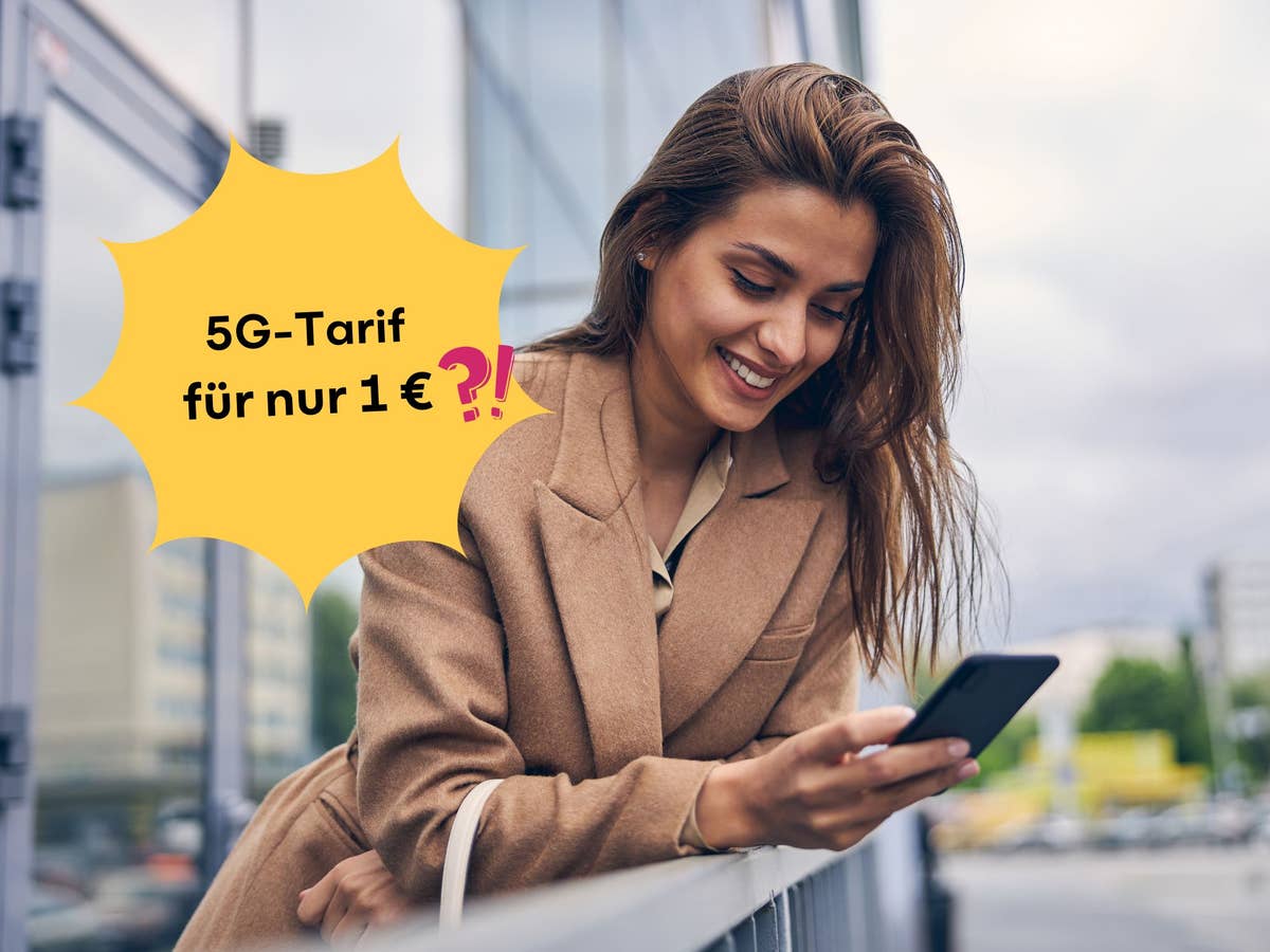 Frau mit Smartphone im Hintergrund. Vorne ein Störer mit dem Text: 