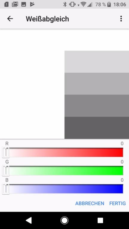 Display des Sony Xperia XZ1: Einstellungen und Blickwinkelstabilität