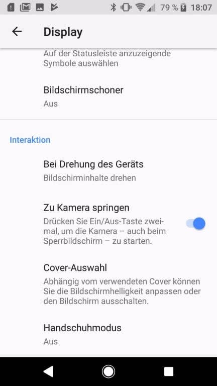 Display des Sony Xperia XZ1: Einstellungen und Blickwinkelstabilität