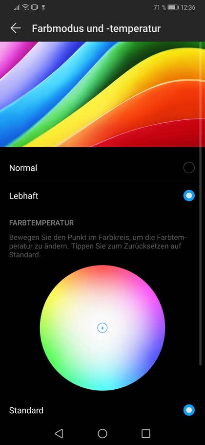 Screenshot der Display-Einstellungen des Huawei Mate 20 Pro