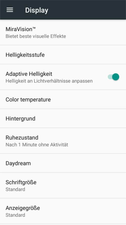 Displayeinstellung des HTC Desire 12 Displayeinstellung des HTC Desire 12