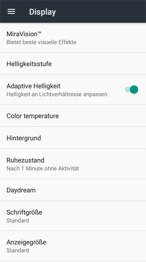 Displayeinstellung des HTC Desire 12