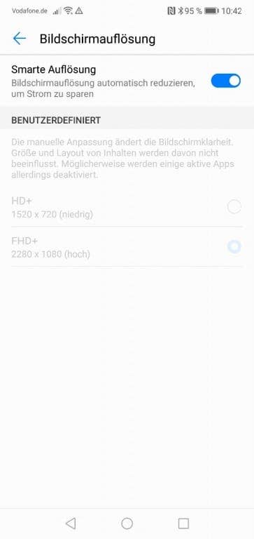 Display-Einstellungen des Huawei P20 Lite