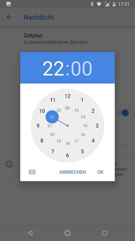 Display-Einstellungen des Nokia 8 Sirocco