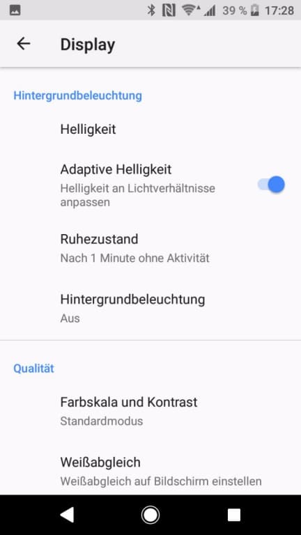 Display-Test des Sony Xperia XZ1 Compact