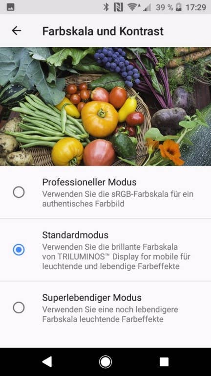 Display-Test des Sony Xperia XZ1 Compact
