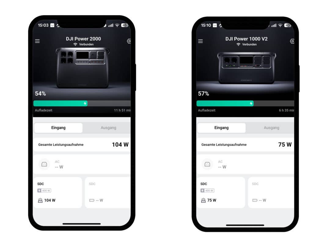 DJI Power Home App in der Geräteansicht