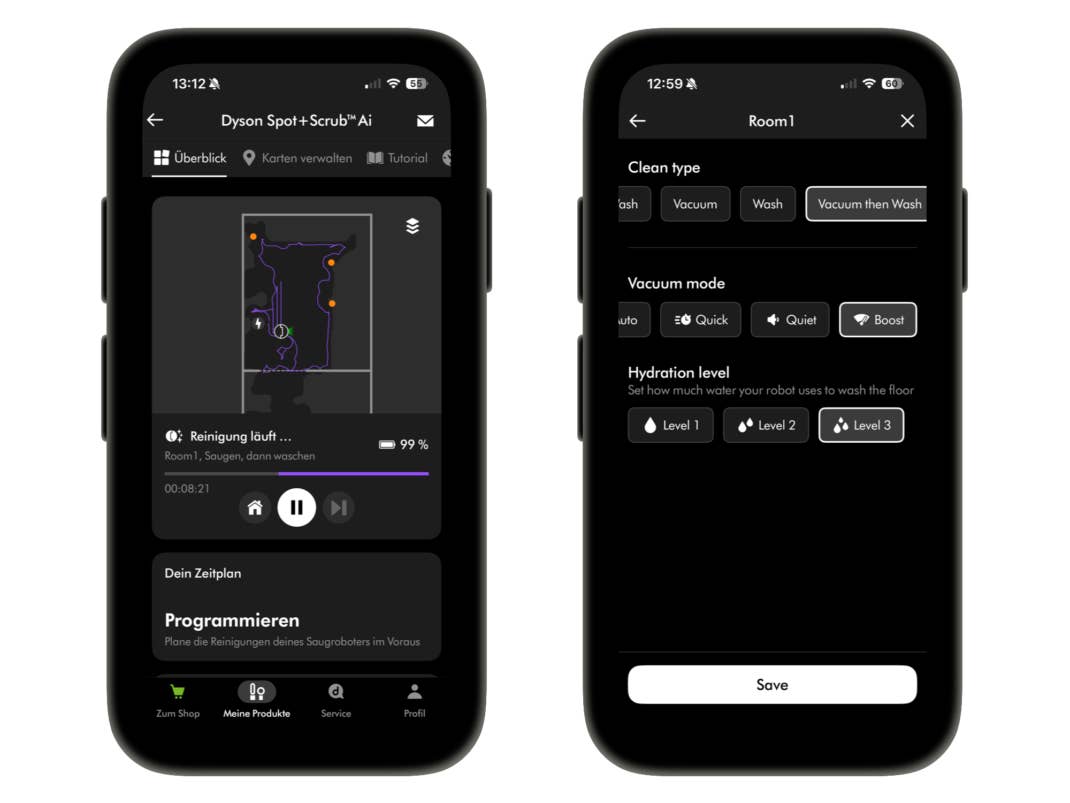Screenshot aus der Dyson-App