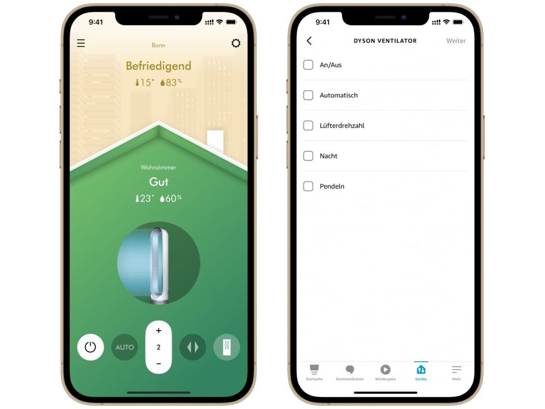 Die Dyson App und Alexa-Integration im Einsatz