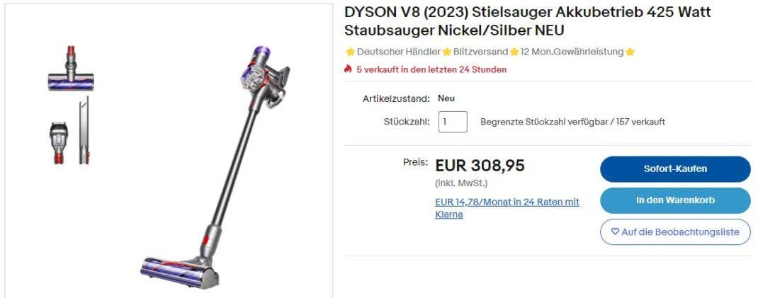 Dyson V8 (2023) bei eBay im Tiefpreis-Angebot