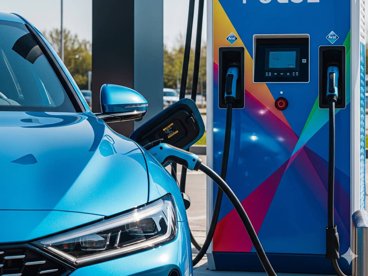 E-Auto an einer Ladesäule.