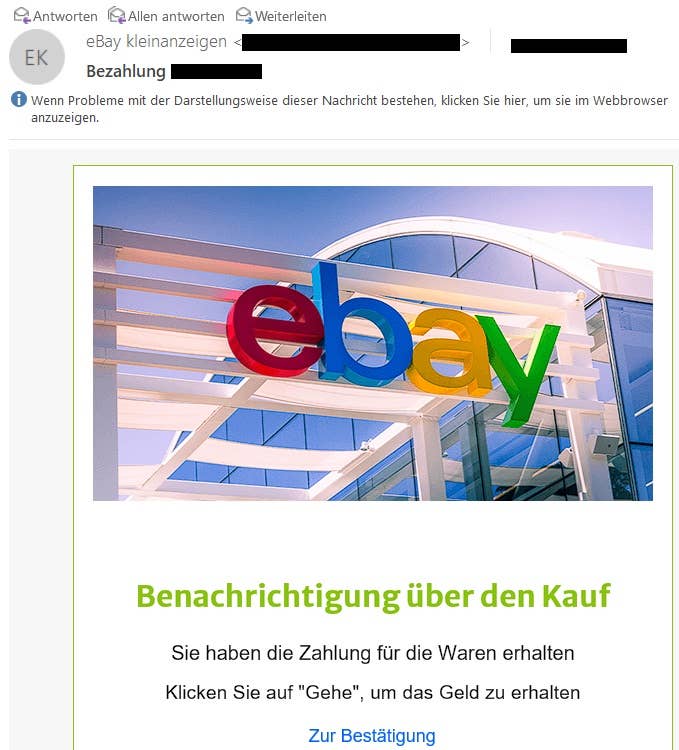 eBay Kleinanzeigen – Betrugsmasche Sicheres Bezahlen Phishing