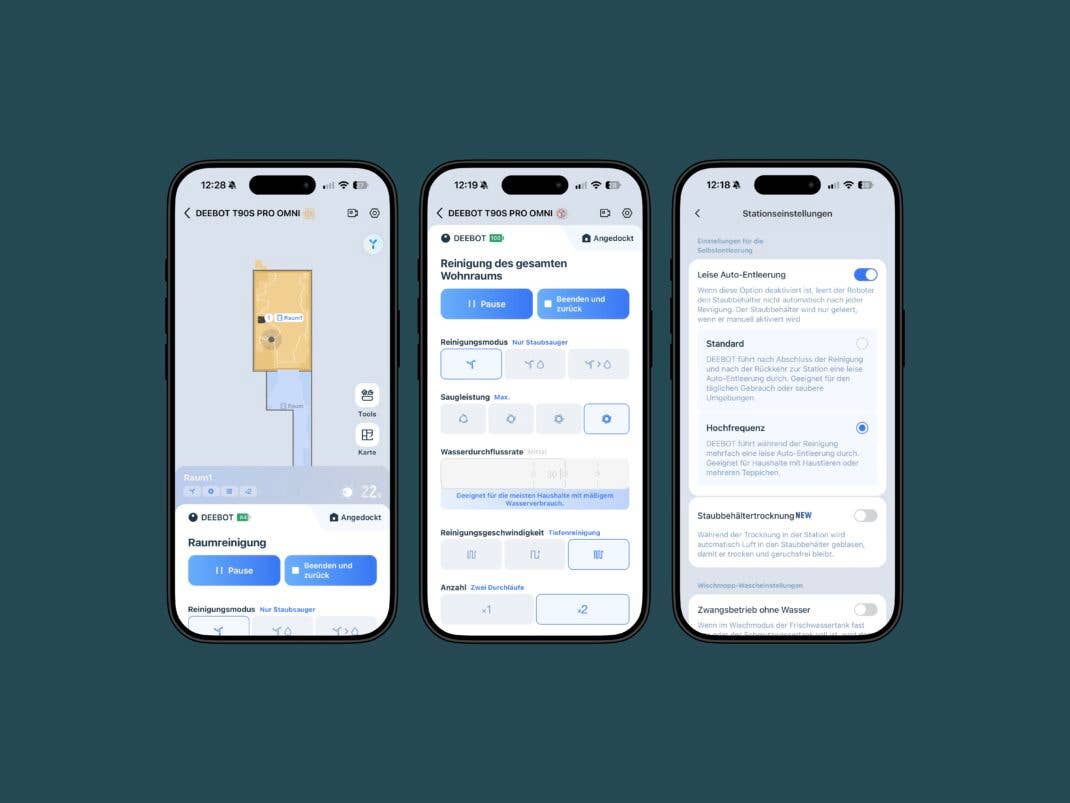 Screenshots aus der Ecovacs-Home-App