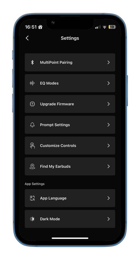 Weitere Einstellungen in der Shokz-App