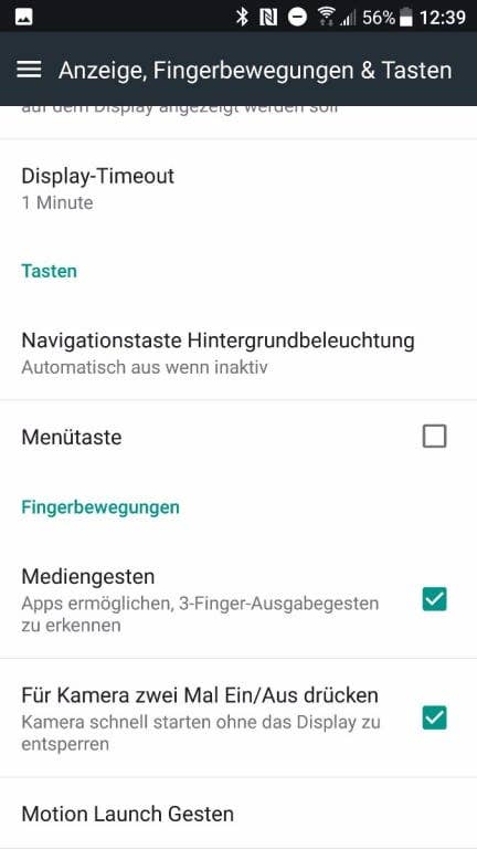 Einstellungen und Eigenschaften des Displays des HTC U11