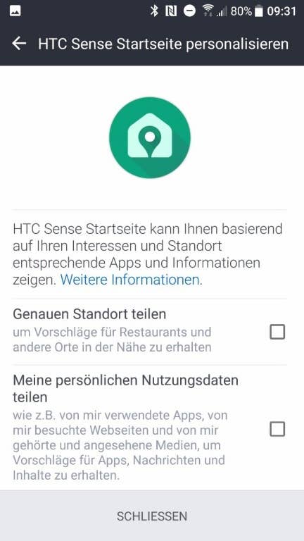 Einstellungen und Eigenschaften des Displays des HTC U11