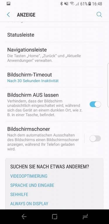 Einstellungen und Eigenschaften des Inifinity Display im Galaxy S8