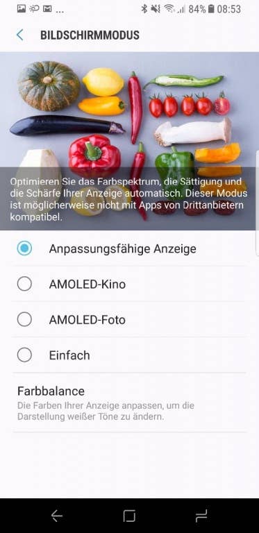 Einstellungen und Eigenschaften des Inifinity Display im Galaxy S8