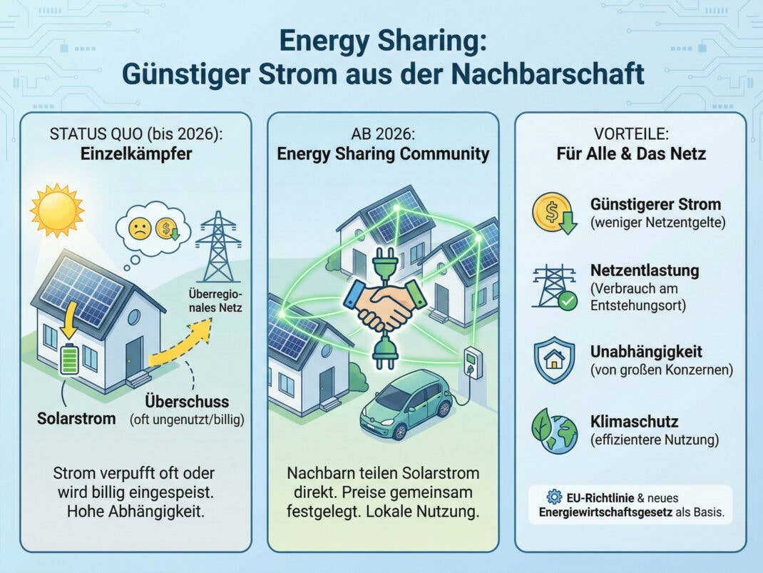 Energy Sharing - so soll Strom günstig aus der Nachbarschaft möglich werden