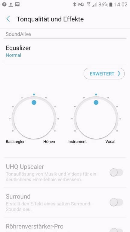 Equalizer und Co. des Samsung Galaxy A5 (2017)