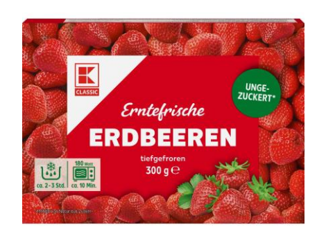 tiefgefrorene Erdbeeren von Kaufland in der Verpackung