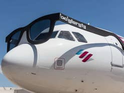 Eurowings A320 mit Sonnenbrille Sonnige Zeiten für Eurowings am Flughafen Düsseldorf