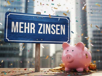 Sparschwein neben einem Schild mit der Aufschrift 