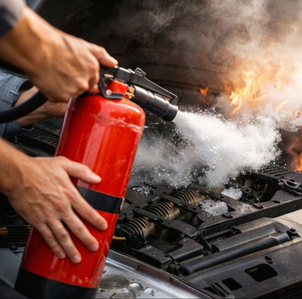 Feuerlöscher am Auto.