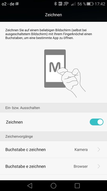 Fingerknöchel-Software auf dem Huawei Mate S