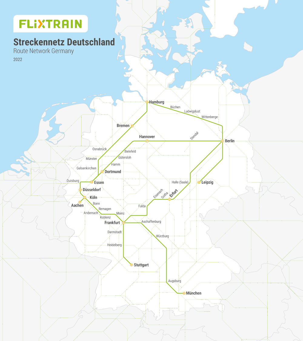 Flixtrain Streckennetz 2022
