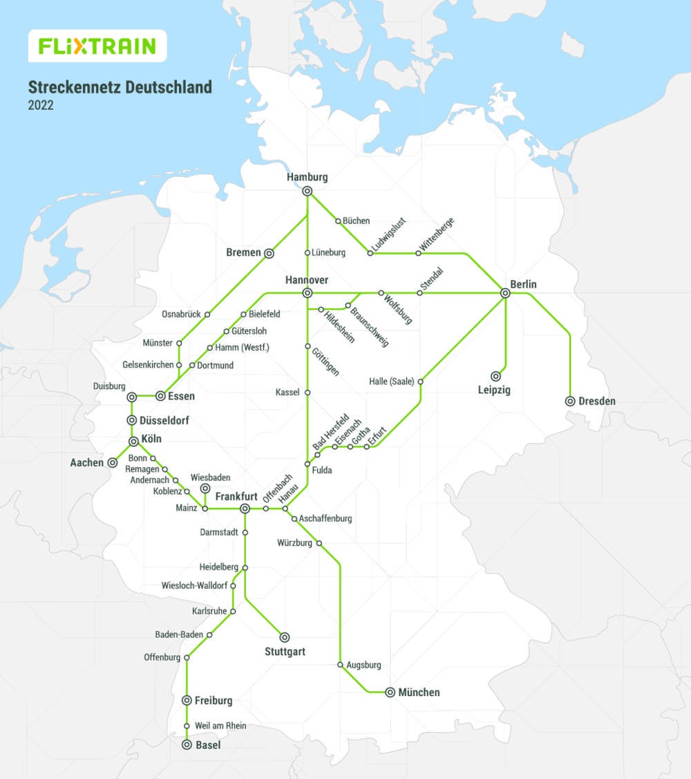 FlixTrain Streckennetz Sommer 2022