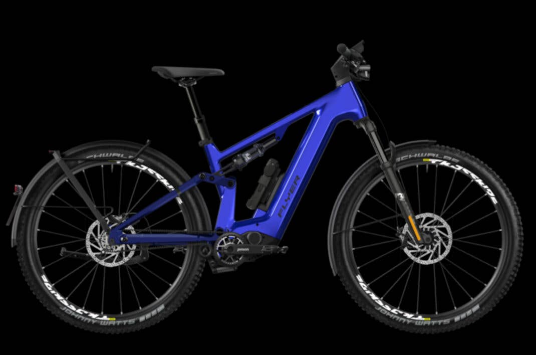 Das Flyer Goroc TR:X 8.63 in der Farbe "Enzian Blue Gloss".