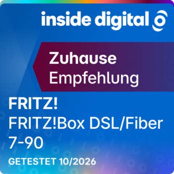Testsiegel "Zuhause Empfehlung" für Fritz!Box DSL/Fiber 7-90