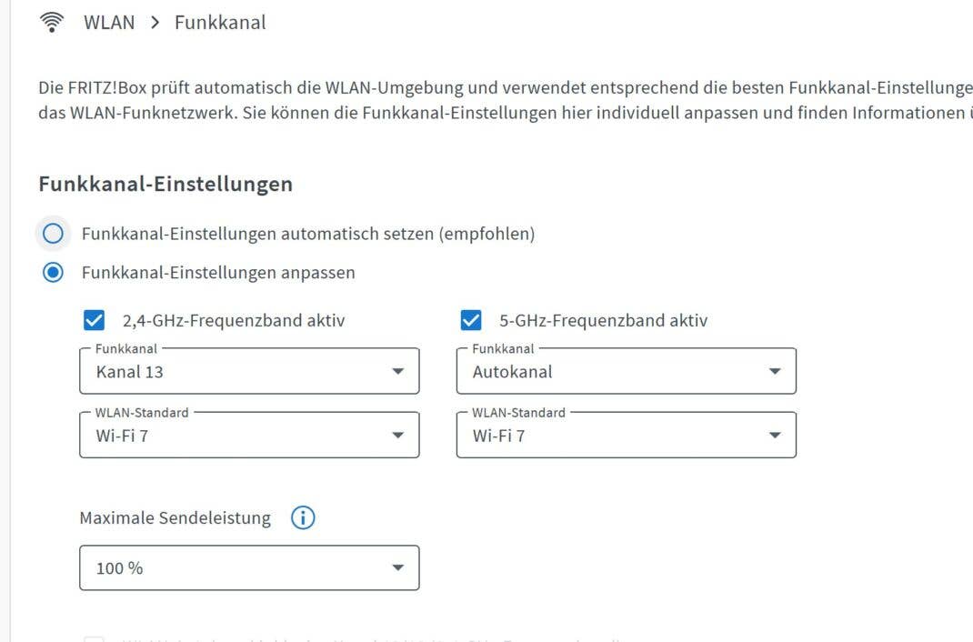 Fritz!Box-Einstellung: Automatische Kanalwahl
