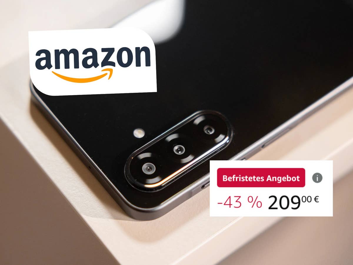 galaxy-a26-bei-amazon-für-nur-209-euro Das Galaxy A26 liegt auf einem Tisch, daneben das Amazon-Logo sowie ein aktuelles Angebot für 209 Euro.