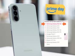 Das Galaxy A56 als beliebtestes Smartphone einer Liste mit Verweis auf den Amazon Prime Day