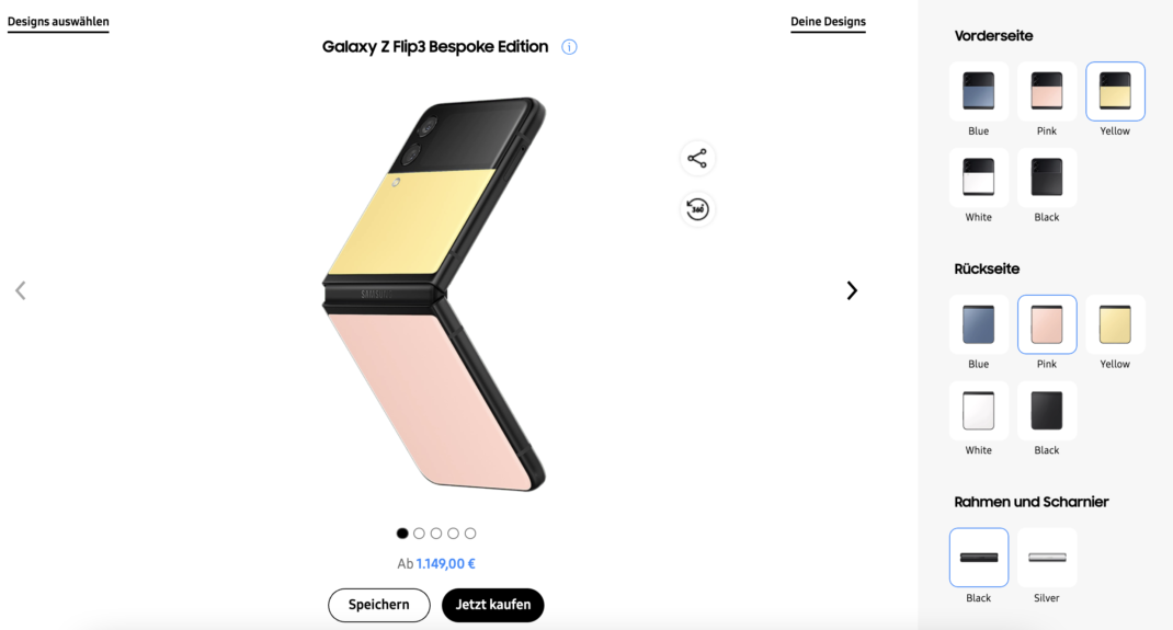 So sieht die neue Funktion auf der Samsung Website aus