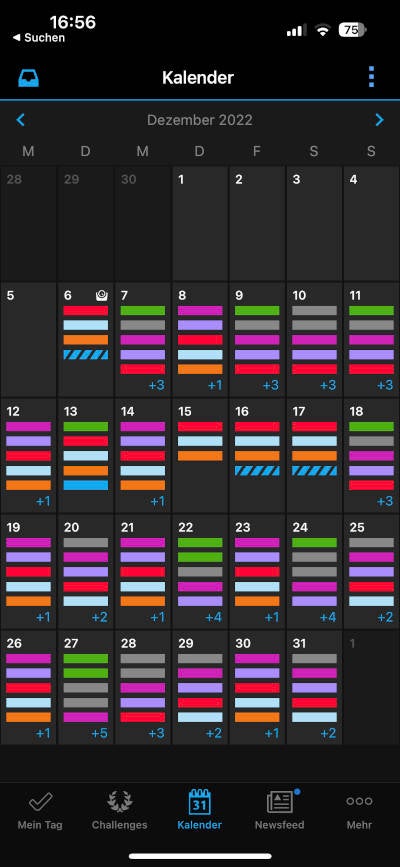 Kalender in der Garmin Connect App.
