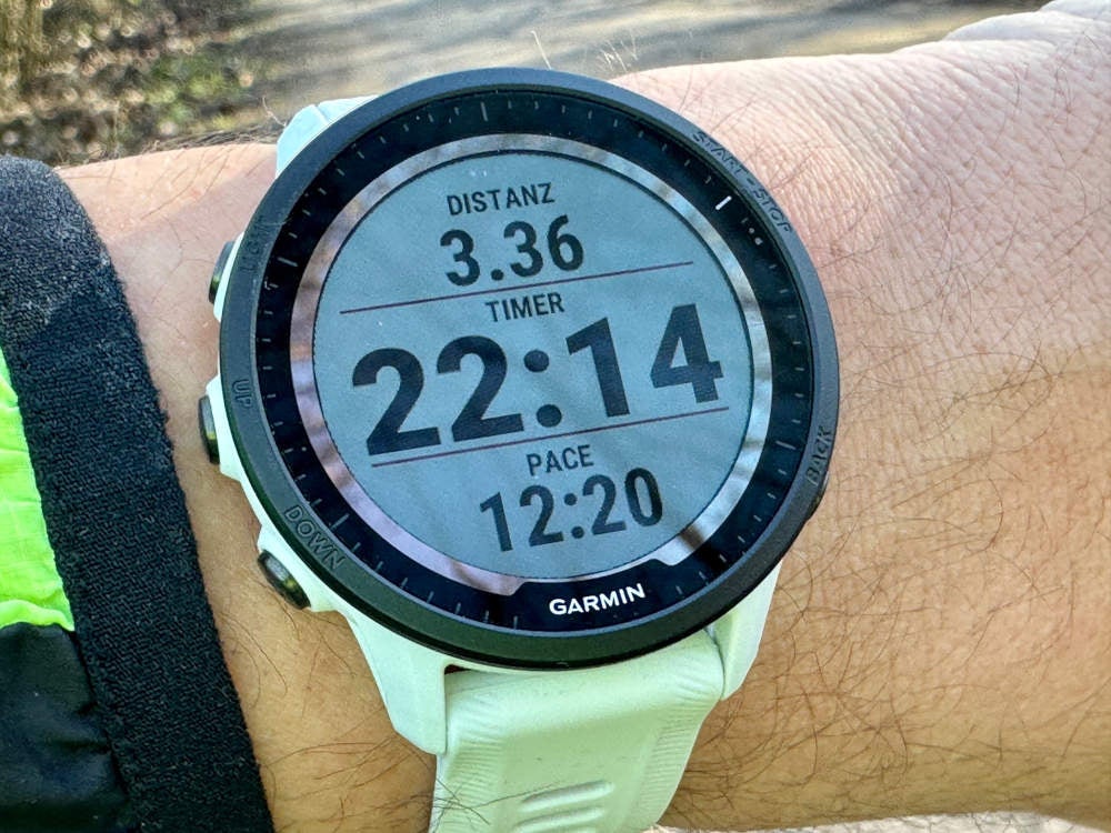 Workout-Modus Laufen auf der Garmin Forerunner 955.