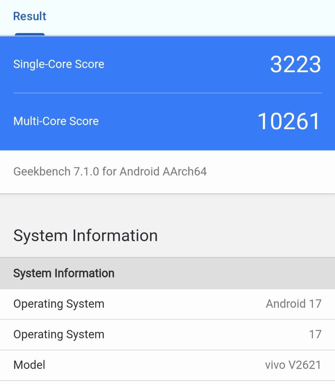Geekbench 7 mit Vivo X500 Pro.