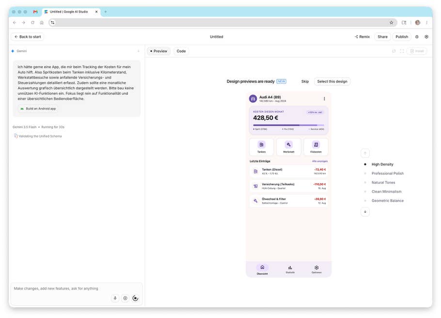 Google's AI Studio offers design apps for you