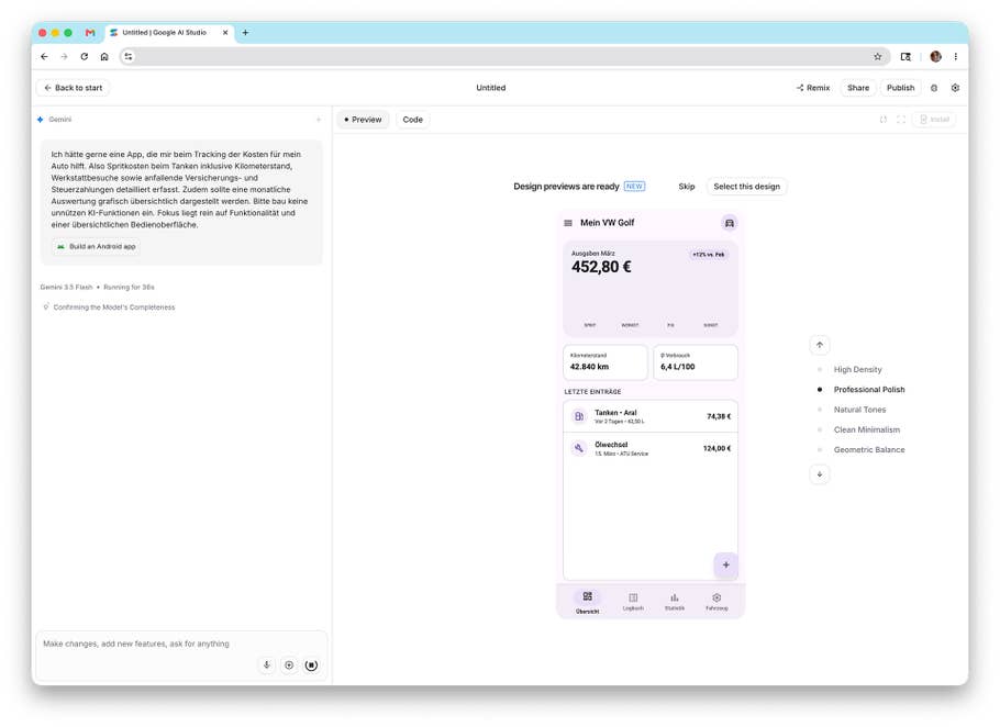 Google's AI Studio offers design apps for you