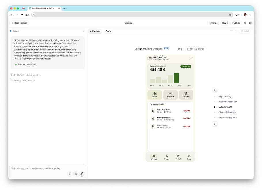 Google's AI Studio offers design apps for you