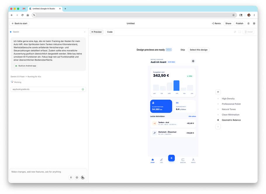 Google's AI Studio offers design apps for you
