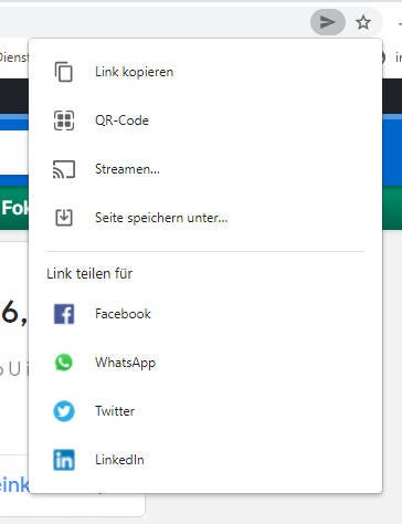 Google Chrome Sharing Hub Screenshot