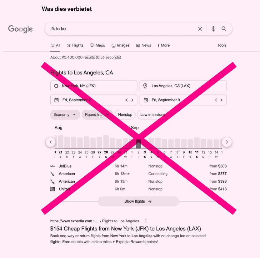 Dienste wie Google Flights sind den Behörden ein Dorn im Auge