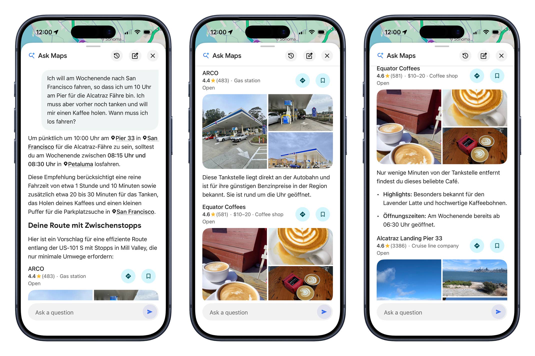 Für die Anfragen bei Ask Maps in Google Maps kannst du normalen Fließtext in normaler Sprache verwenden