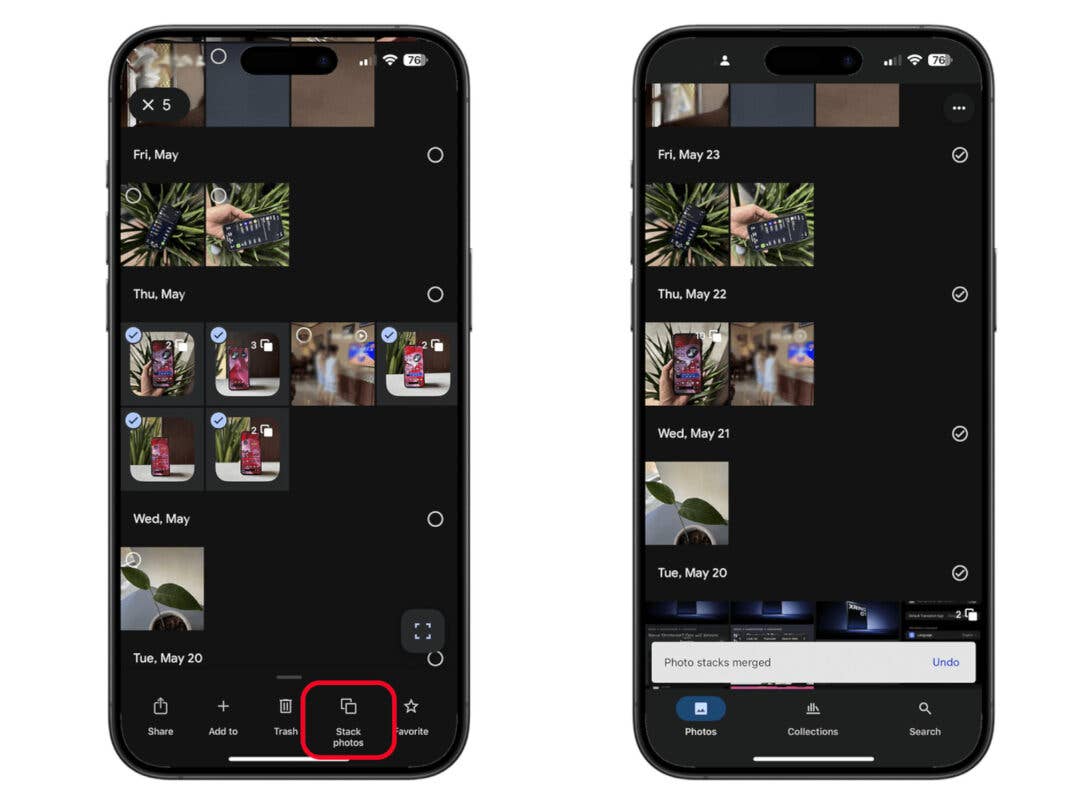 Google Fotos mit neuer Stapel-Funktion